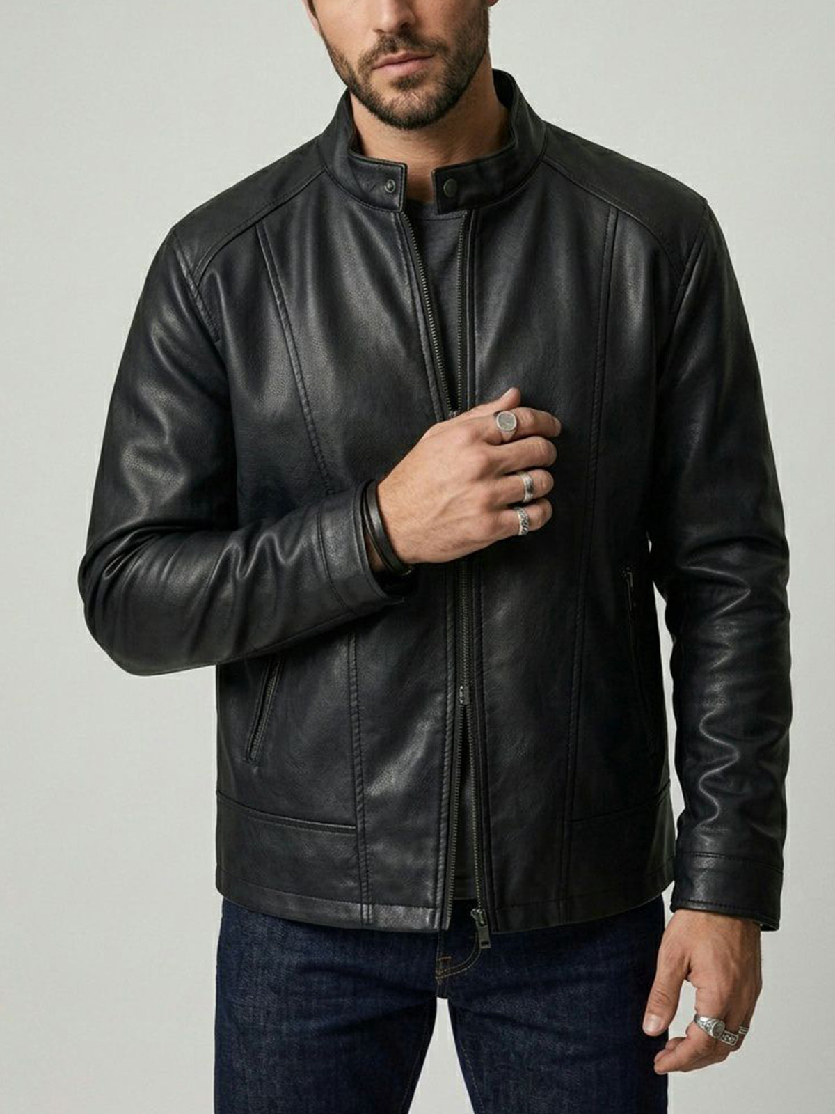 Racer Jacket in Black Vegan Leather