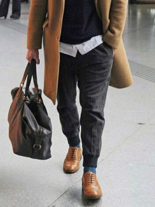 Wide Fit Oxford Brogues in Tan