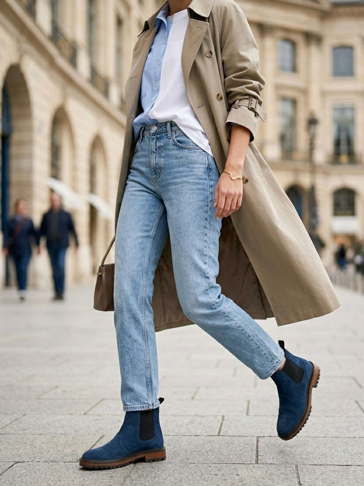 Continental Chelsea Boots in Dark Blue Vegan Suede