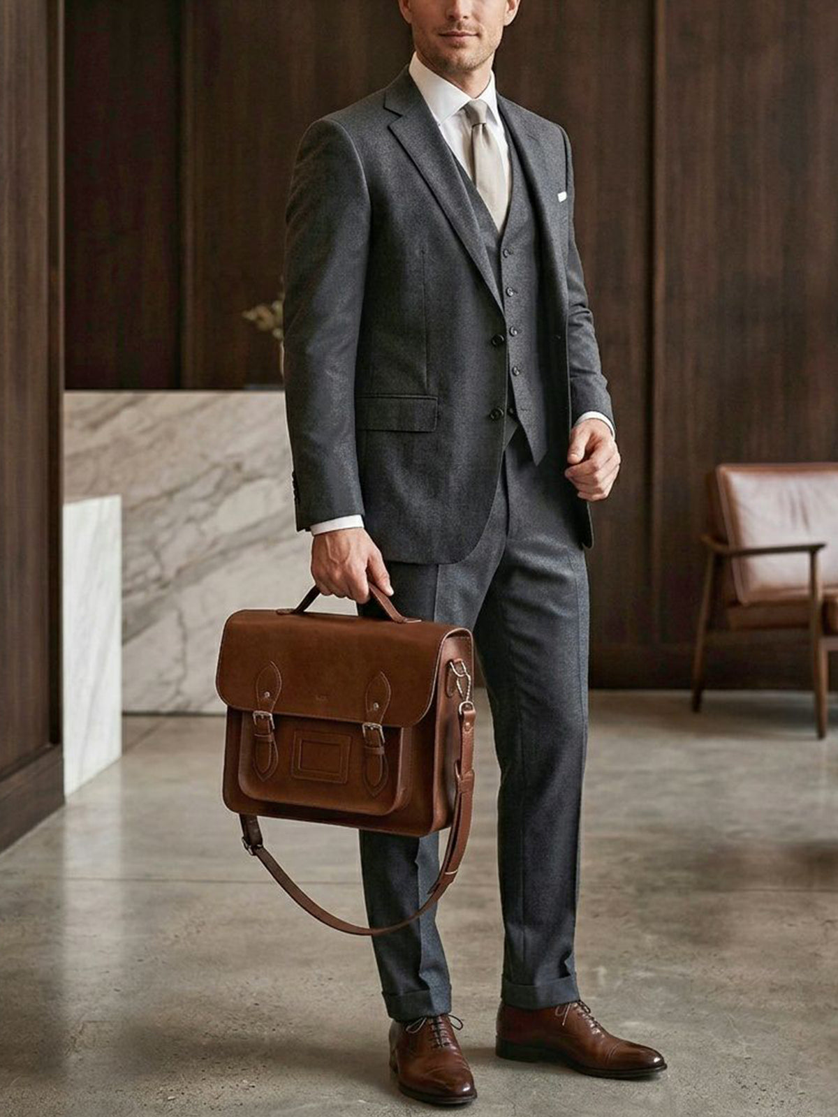 14 Inch Classic Satchel in Chestnut