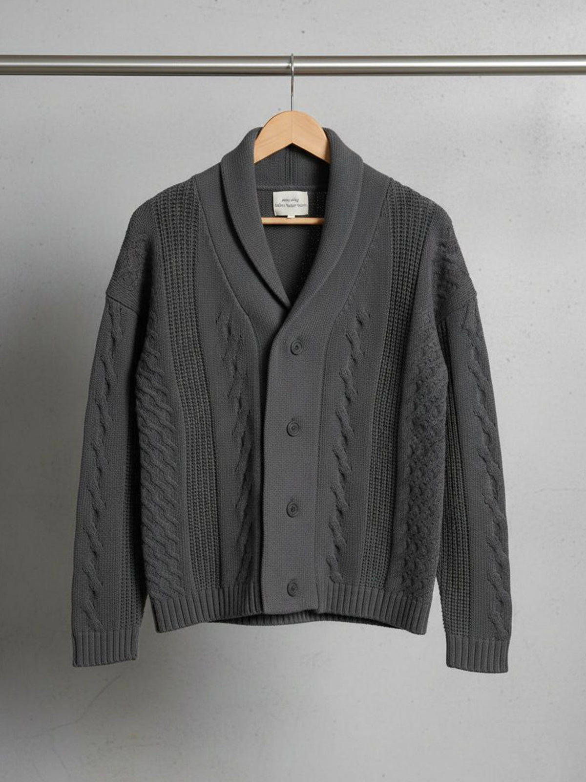 Chunky Button Up Knitted Cardigan in Grey