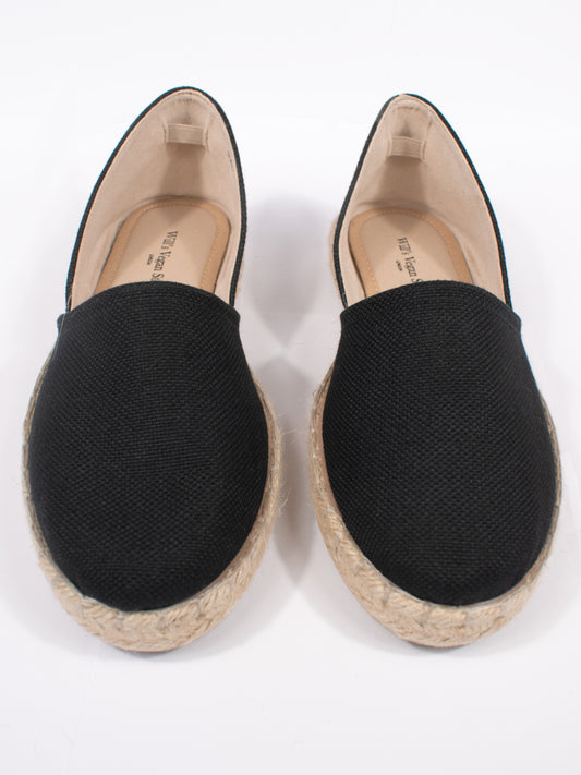 Recycled Espadrille Sandals in Black Canvas