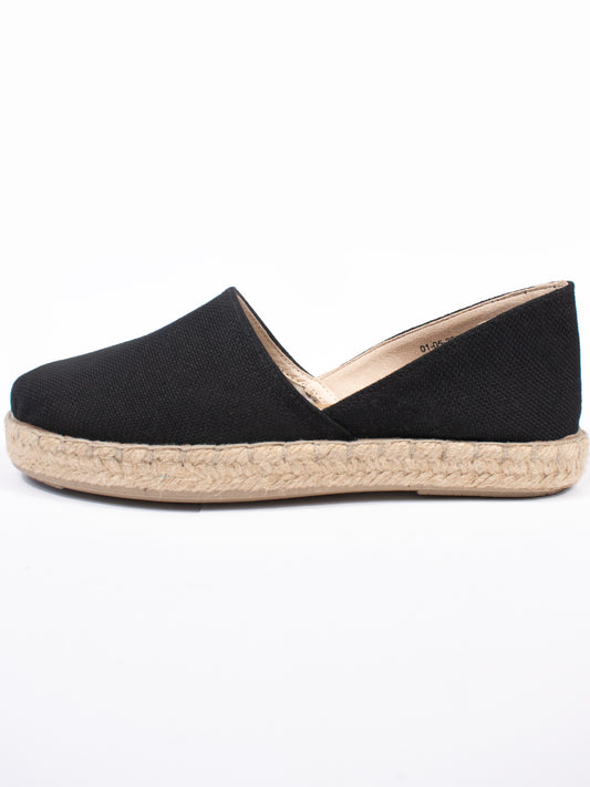 Recycled Espadrille Sandals in Black Canvas
