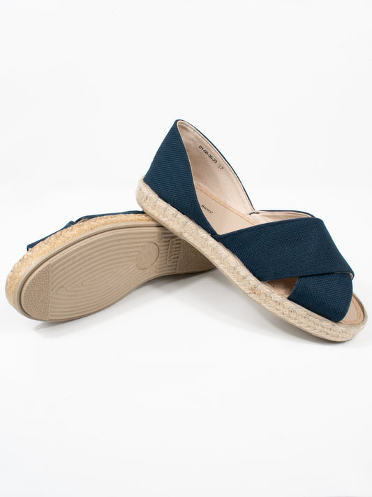 Recycled Espadrille Cross Over Straps in Beige Canvas