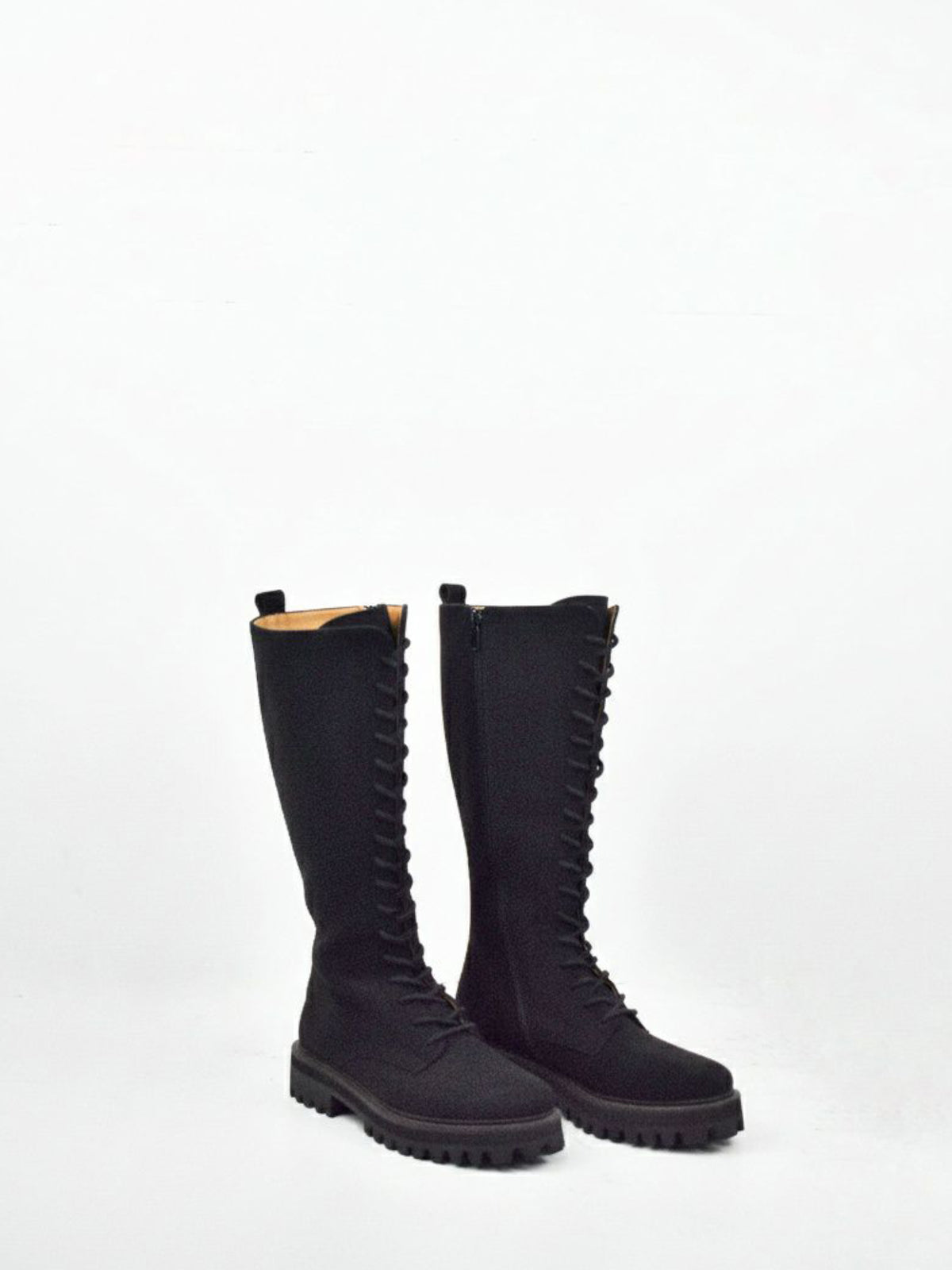 Lace-Up Vegan Suede High Boots