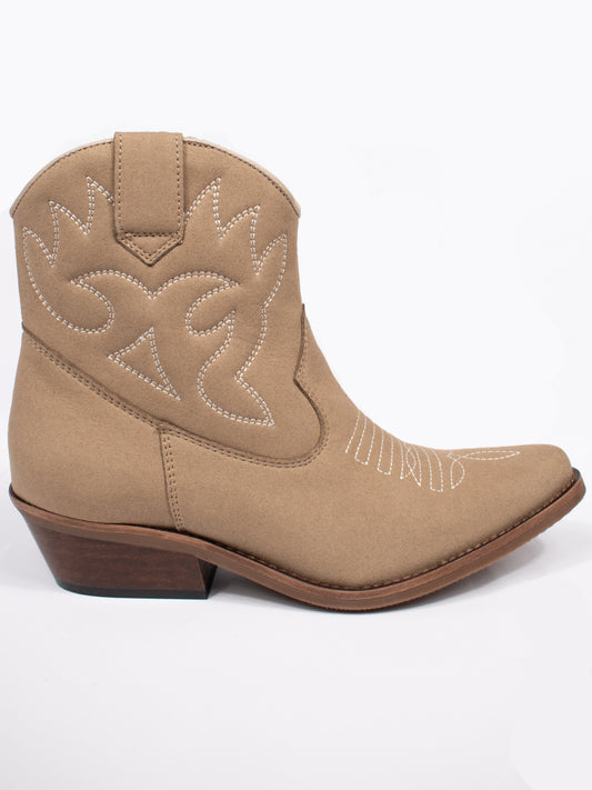 Low Western Boots in Sand Vegan Suede