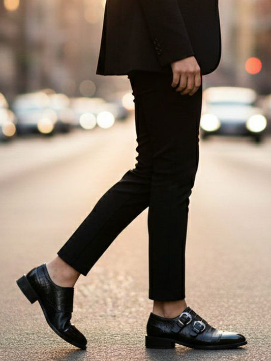 Mock Croc Monk Straps in Mock Croc Vegan Leather