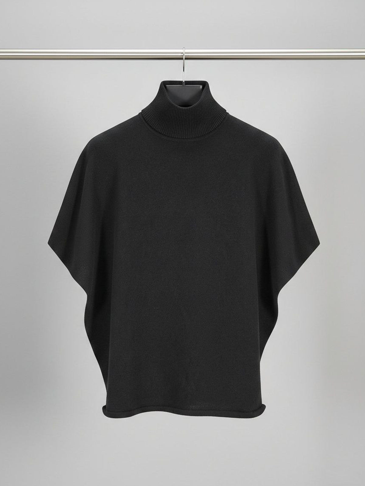 Recycled Knit Poncho in Black Knit