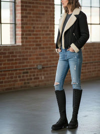 Recycled Vegan Shearling Moto Jacket