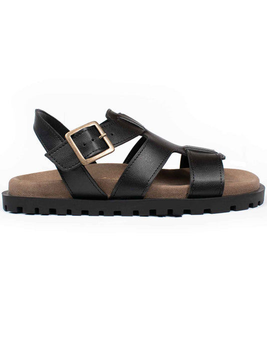 Gladiator Footbed Sandals in Black
