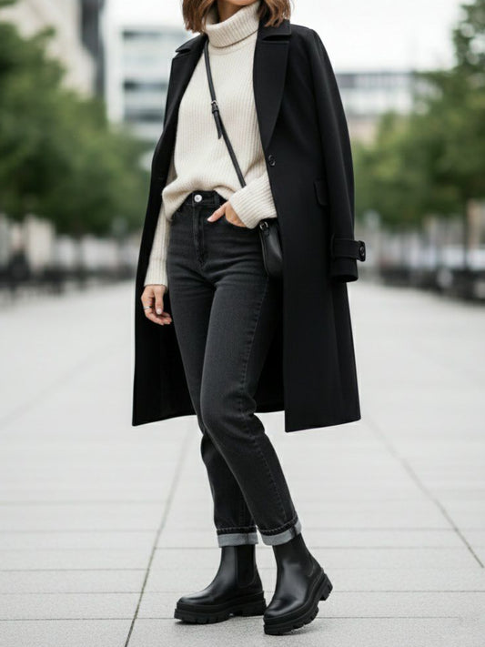 Luxe Track Sole Chelsea Boots in Black