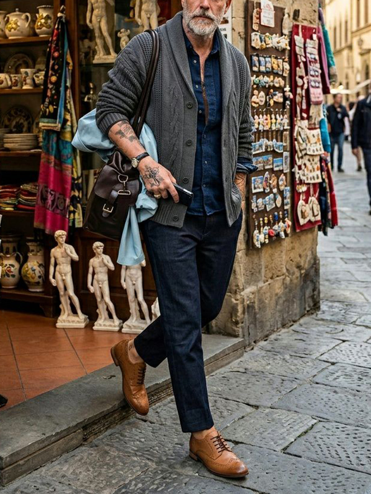 City Wingtip Brogue Oxfords in Tan