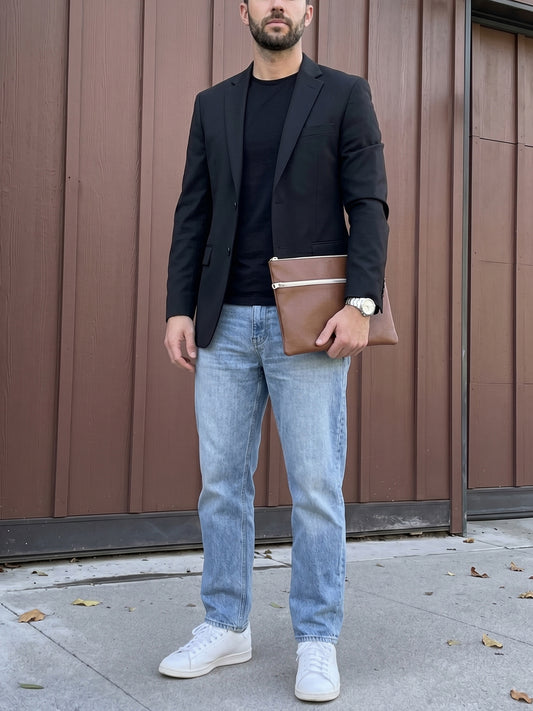 Large Essential Flat Pouch in Black