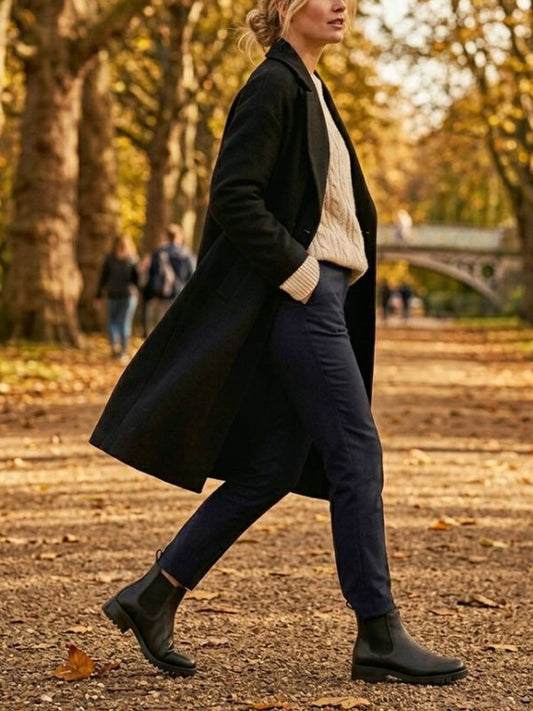 Wide Fit Luxe Deep Tread Chelsea Boots in Black