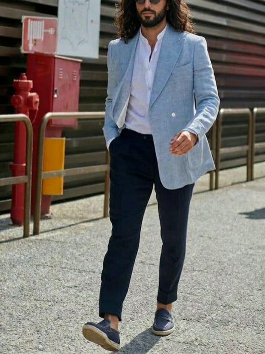 Recycled Penny Loafers in Dark Blue Canvas