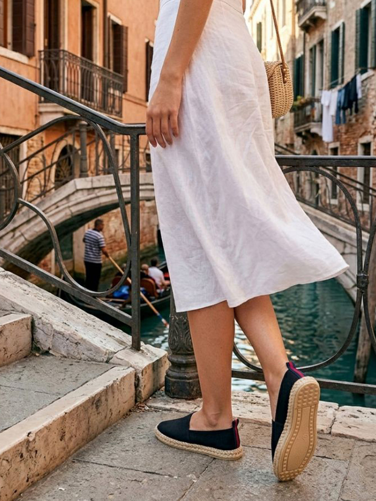 Recycled Espadrille Loafers in Black Canvas