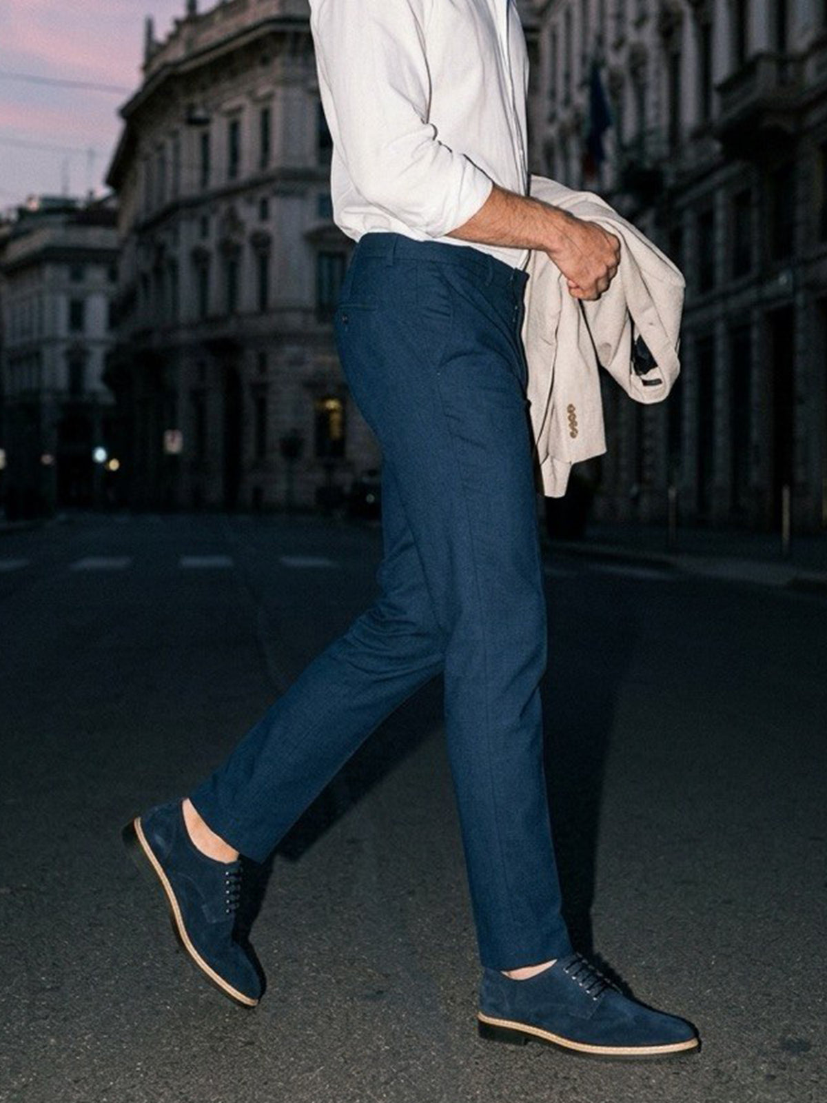 Signature Derbys in Dark Blue Vegan Suede