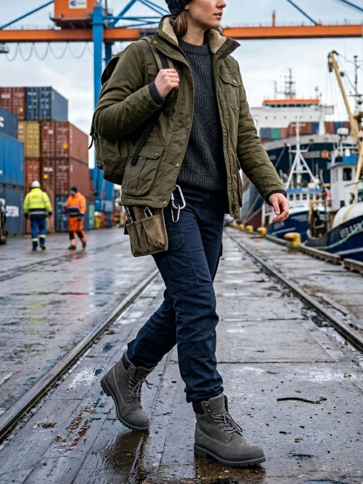 Insulated Dock Boots in Grey Vegan Suede