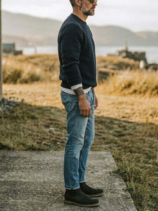 Continental Chelsea Boots in Black Vegan Suede