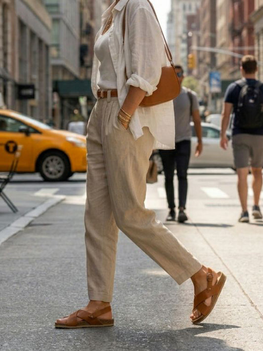 Huarache Footbed Sandals in Tan