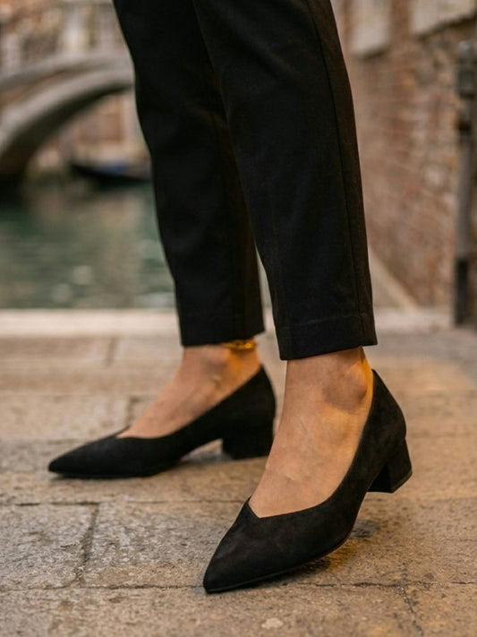 Point Flats in Pink Vegan Suede