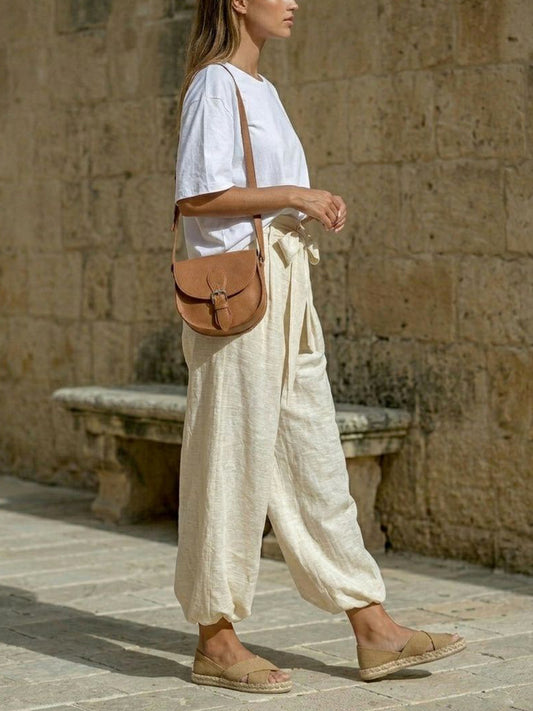 Recycled Espadrille Cross Over Straps in Beige Canvas