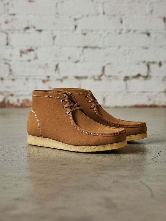 Moccasin Boots in Brown Vegan Suede