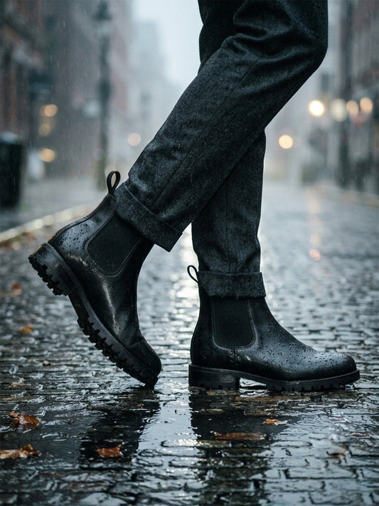 Insulated Waterproof Chelsea Boots in Black