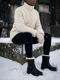 Recycled Teddy Puffer Jacket in Cream