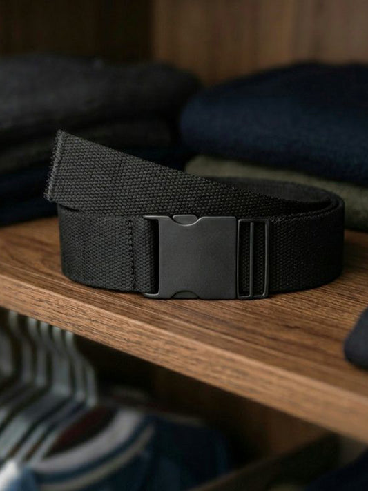 4cm Tencel & Metal Clip Belt in Black