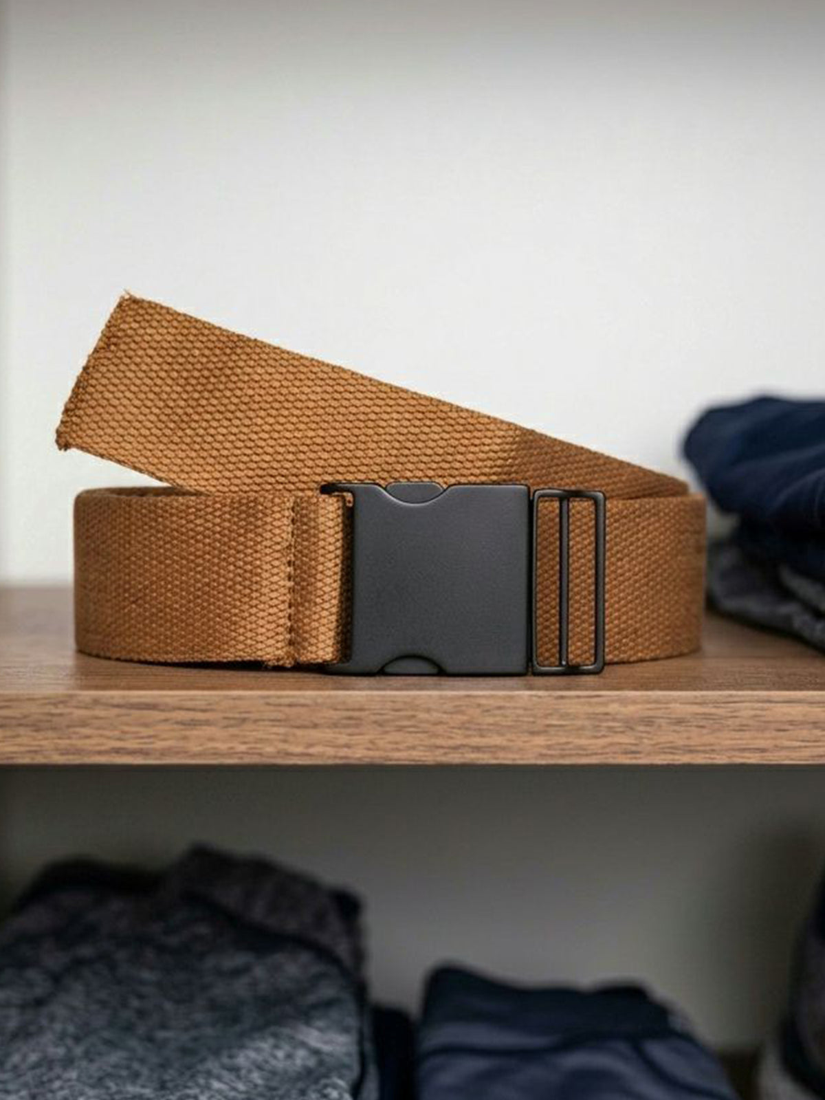 4cm Tencel & Metal Clip Belt in Brown