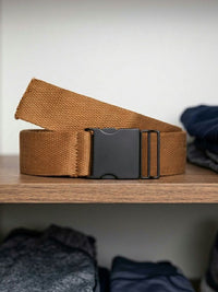 4cm Tencel & Metal Clip Belt in Brown