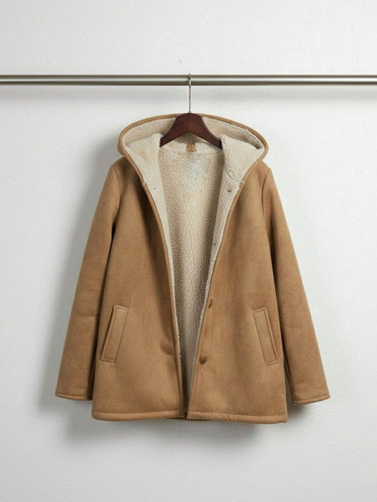 Recycled Vegan Shearling Coat in Tan Recycled Vegan Shearling