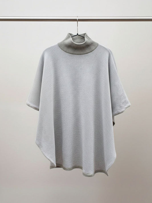 Recycled Knit Poncho in Grey Knit