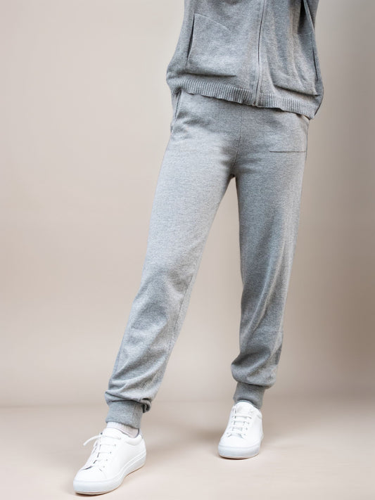 Recycled Knit Tracksuit Bottoms in Grey Knit