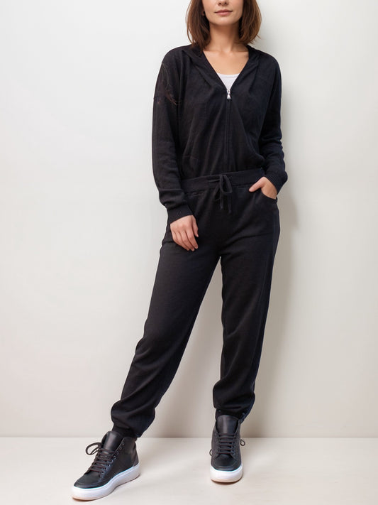 Recycled Knit Tracksuit Bottoms in Grey Knit