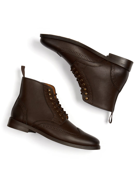 Brogue Boots in Dark Brown