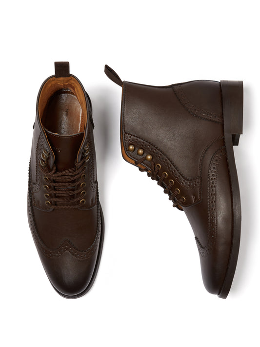 Brogue Boots in Dark Brown