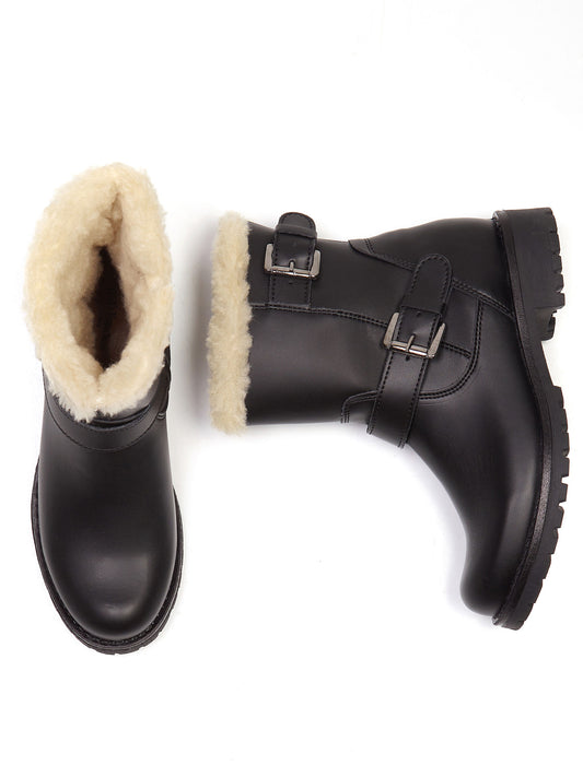 Insulated Biker Boots in Black