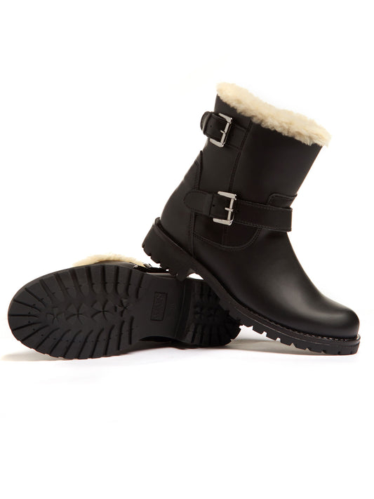 Insulated Biker Boots in Black