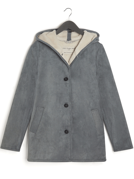 Recycled Vegan Shearling Coat in Tan Recycled Vegan Shearling