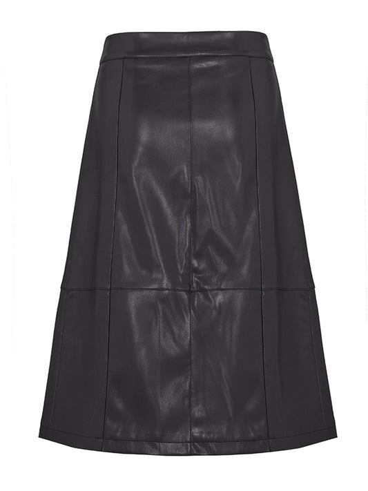 Vegan Leather Wrap Sarong Skirt in Black Vegan Nappa