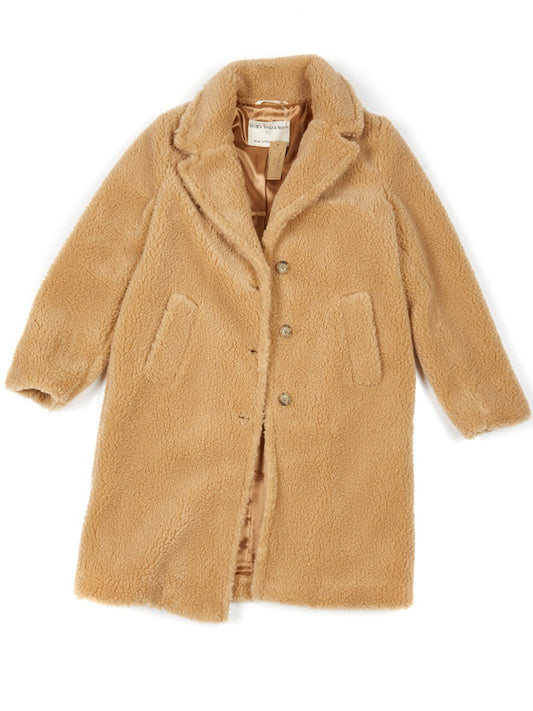 Recycled Teddy Coat in Tan Recycled Teddy