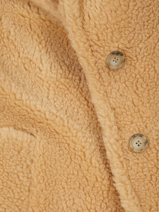Recycled Teddy Coat in Tan Recycled Teddy