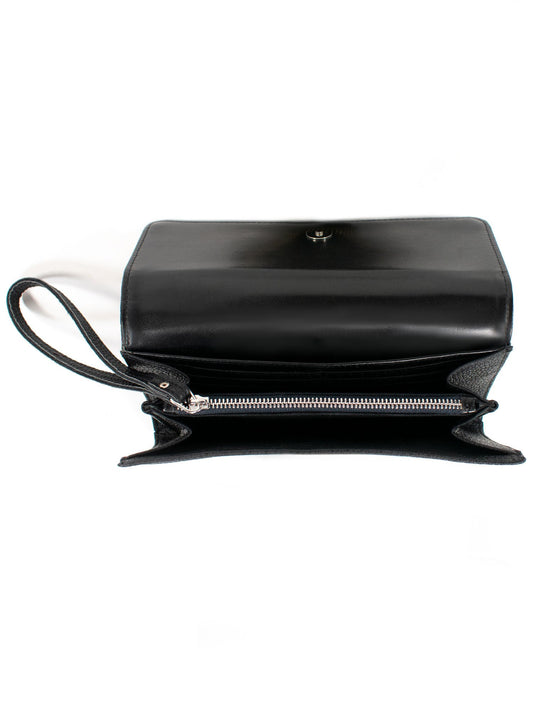 Continental Wallet in Pebble Grain Black Vegan Leather