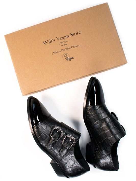 Mock Croc Monk Straps in Mock Croc Vegan Leather