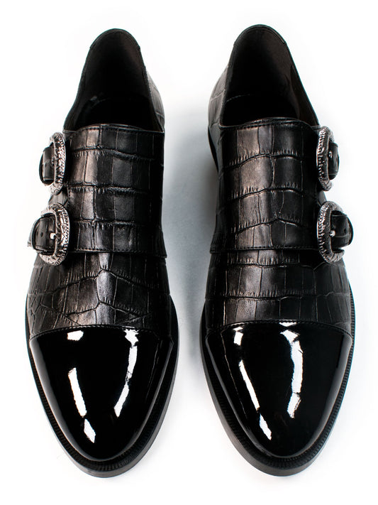 Mock Croc Monk Straps in Mock Croc Vegan Leather