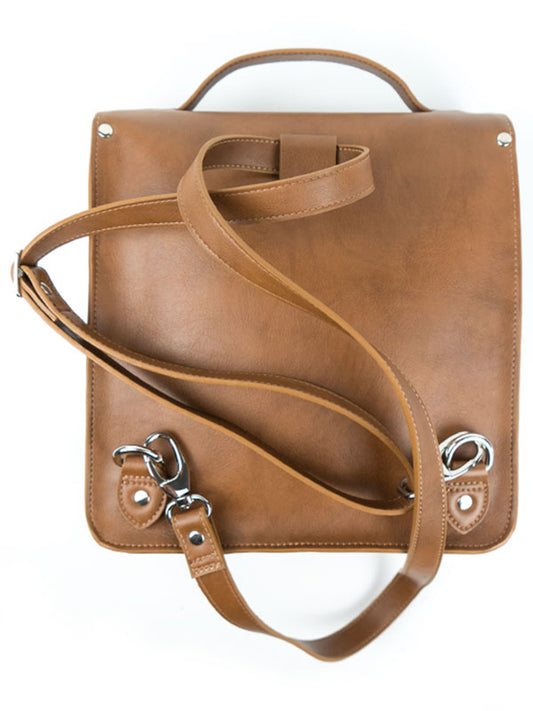 Small Backpack Satchel in Tan, back view