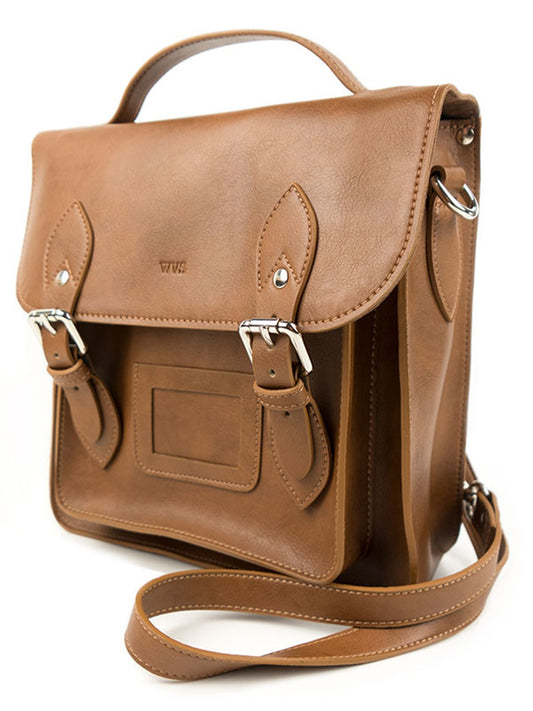 Small Backpack Satchel in Tan, back view