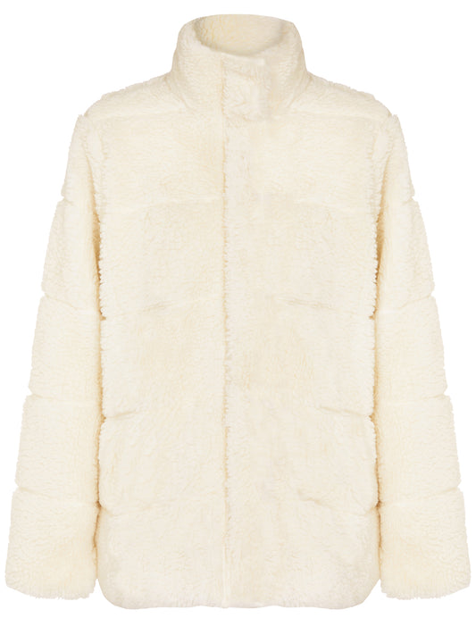 Recycled Teddy Puffer Jacket in Cream